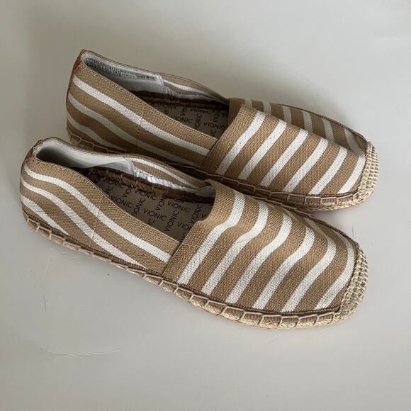 Vionic Coast 'Valeri' Women's US 6.5 Espadrille Flat Striped Beige White - Picture 8 of 8